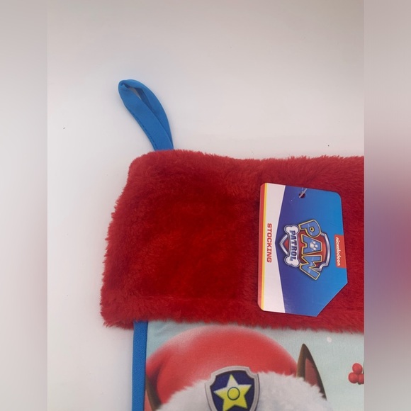 Paw Parol Christmas Stocking 16” Blue With Red Faux Fur NWT - Picture 2 of 7